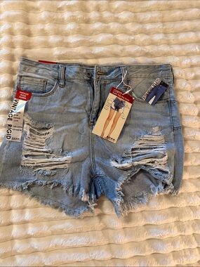 Distressed Curvy High-Rise Light Blue Denim Shorts